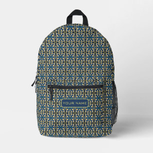 Blau und Gold Barock Harmonische Personalisierte B Bedruckter Rucksack