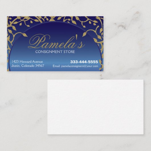 Blau und Gold, Beruflich oder persönlich Visitenkarte (Vorne/Hinten)