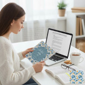 Blau und Gold Blume Notizblock