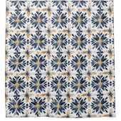 Blau und Gold Duschvorhang (Vorderseite)