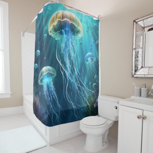 Blau und Gold Duschvorhang (Beispiel)