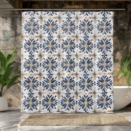 Blau und Gold Duschvorhang