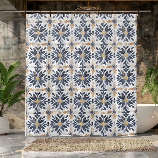 Blau und Gold Duschvorhang