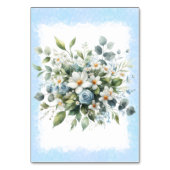 Blau und Gold Elegante Flora Rustikales Wasserfarb Tischnummer (Rückseite)