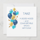 Blau und Gold. Eleganter Geburtstag Einladung (Rückseite)