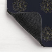 Blau und Gold Elegantes Blumenmuster Mousepad (Ecke)
