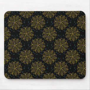 Blau und Gold Elegantes Blumenmuster Mousepad