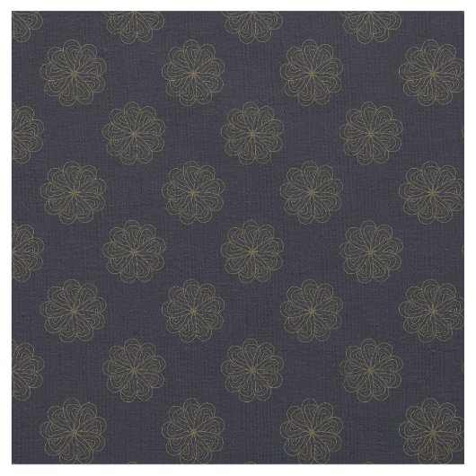 Blau und Gold Elegantes Blumenmuster Stoff (Nahaufnahme)
