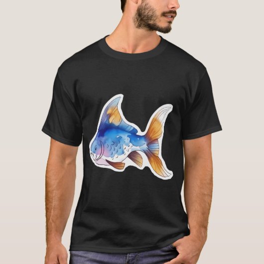 Blau und Gold Fisch T-Shirt (Vorderseite)