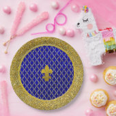 Blau und Gold Fleur-de-lis Jeder Fall Pappteller (Party)