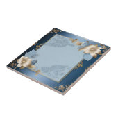 Blau und Gold florale Metalle Fliese (Seite)