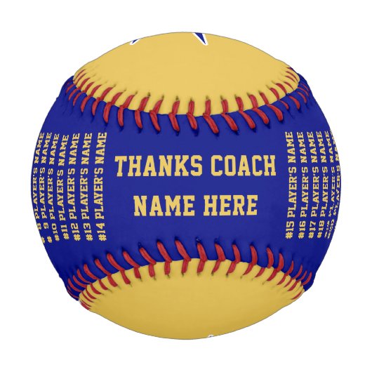 Blau und Gold, Foto und Personalisierter Baseball (Rückseite)