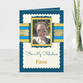 Blau und Gold fügen Foto Nichte Geburtstag Karte (Vorderseite)