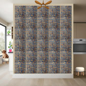Blau und Gold geometrische antike griechische Schl Fliese