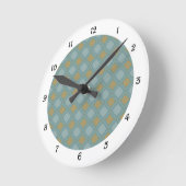 Blau und Gold gepolsterte Musteruhr Runde Wanduhr (Winkel)