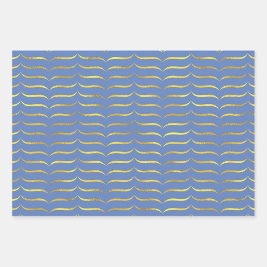 Blau und Gold Geschenkpapier Set (Vorderseite)