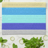 Blau und Gold gestreift Geschirrtuch (Gefaltet)