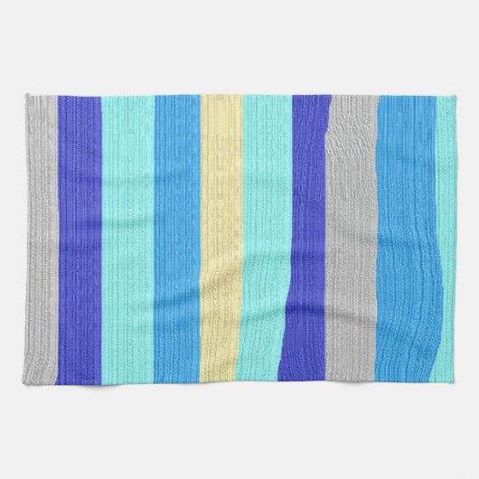 Blau und Gold gestreift Geschirrtuch (Horizontal)