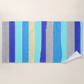 Blau und Gold gestreift Strandtuch (Vorderseite)