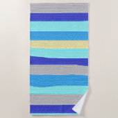 Blau und Gold gestreift Strandtuch (Vorderseite)
