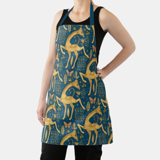 Blau und Gold Giraffe Boho Muster Schürze (InSitu)