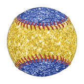 Blau und Gold Glitzer Fett Sport Monogram Baseball (Rückseite)