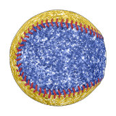 Blau und Gold Glitzer Fett Sport Monogram Baseball (Vorderseite Links)