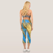 Blau- und Gold-Glitzer-Muster Capri Leggings (Rückseite)