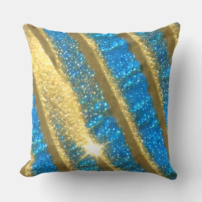 Blau- und Gold-Glitzer-Muster Kissen (Vorderseite)