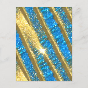 Blau- und Gold-Glitzer-Muster Postkarte