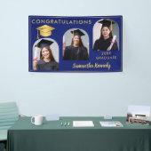 Blau und Gold Herzlichen Glückwunsch 3 Foto Abschl Banner (Messeveranstaltung)