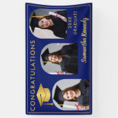 Blau und Gold Herzlichen Glückwunsch 3 Foto Abschl Banner (Vertikal)