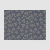 Blau und Gold Holly Berry Weihnachten Seidenpapier (Vorderseite)