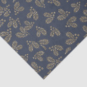 Blau und Gold Holly Berry Weihnachten Seidenpapier (Ausschnitt)