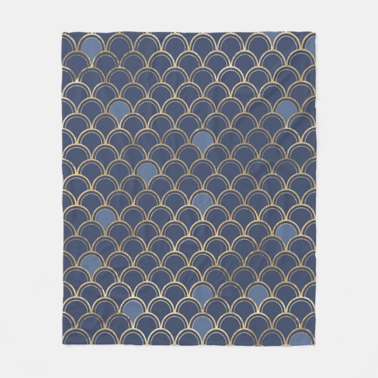 Blau und Gold im Fischmaßstab Fleecedecke (Vorderseite)