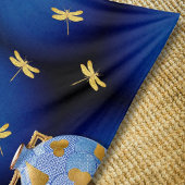 Blau und Gold im japanischen Stil Fleecedecke