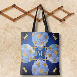 Blau und Gold im japanischen Stil Tasche