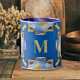 Blau und Gold im japanischen Stil Tasse