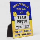 Blau und Gold, kundenspezifisches Foto, Softball C Fotoplatte (Seite)