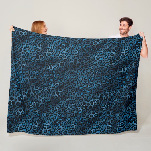 Blau und Gold Leopard Serie Design 3 Fleecedecke (Beispiel)