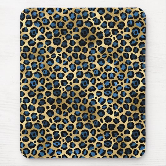 Blau und Gold Leopard Serie Design 4 Mousepad (Vorne)