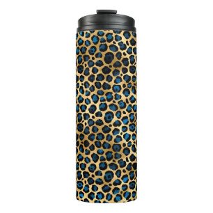 Blau und Gold Leopard Serie Design 4 Thermosbecher
