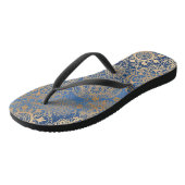 Blau und Gold Mandala Muster Flip Flops Badesandalen (Schrägansicht)