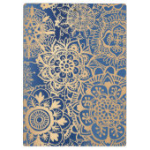 Blau und Gold Mandala Muster Klemmbrett (Rückseite)