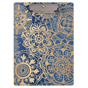 Blau und Gold Mandala Muster Klemmbrett