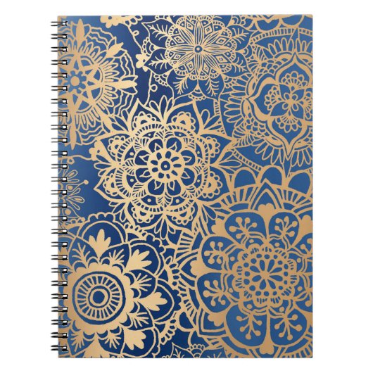 Blau und Gold Mandala Muster Notizblock (Vorderseite)