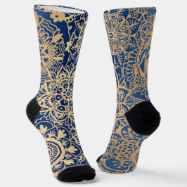 Blau und Gold Mandala Muster Socken