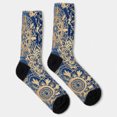 Blau und Gold Mandala Muster Socken (Rechts)