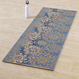 Blau und Gold Mandala Muster Yogamatte