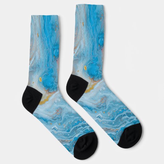 Blau und Gold Marmor Muster Crazy Socks Socken (Rechts)